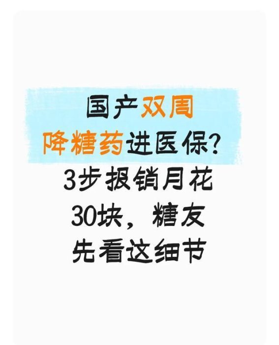 国产双周降糖药纳入医保全解读：三步报销月花30块，糖友必看细节