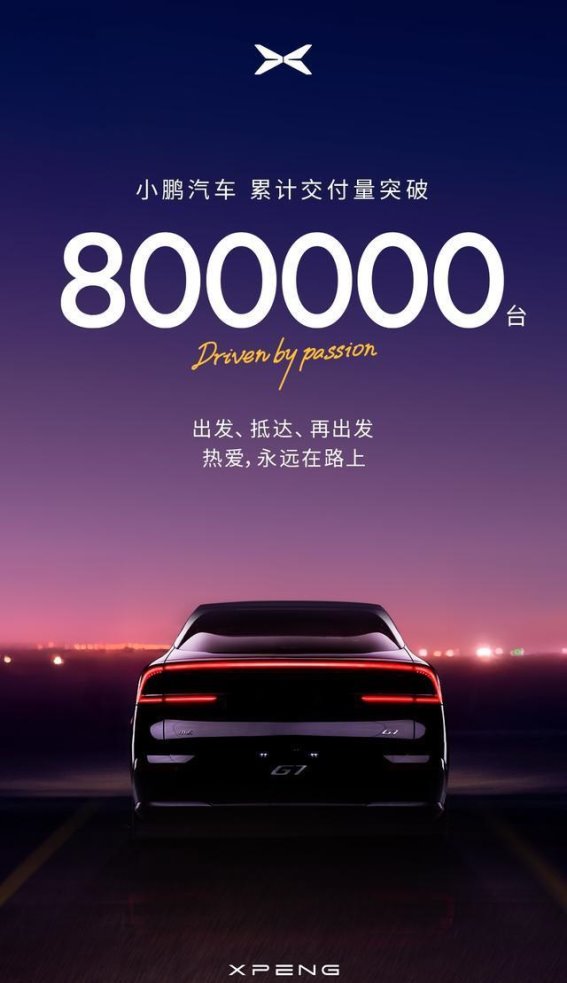 小鹏汽车80万台交付：热爱驱动未来出行