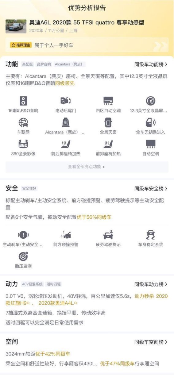 二手奥迪A6L 2020款 55 TFSI quattro：豪华车市场中的高性价比之选