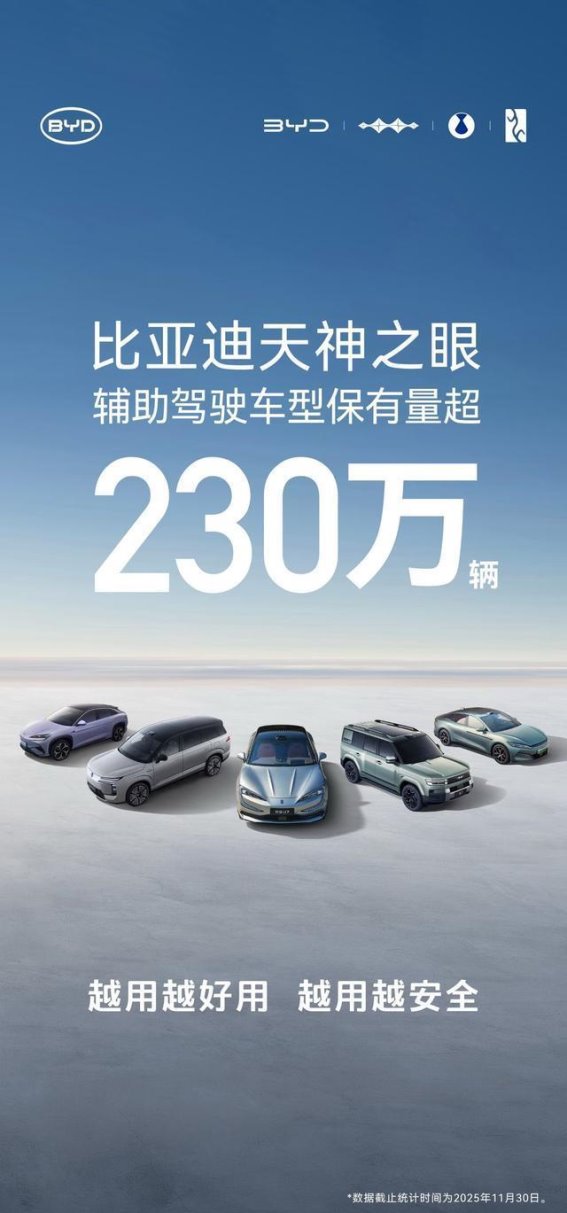 比亚迪天神之眼助力智能驾驶普及 月销再创新高